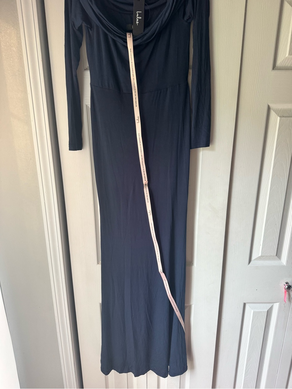 Lulus Effortlessly Stunning Navy Off-the-shoulder Maxi Dress Blue - Size S